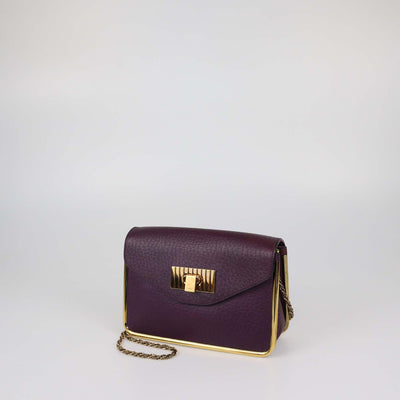 Chloe Purple Pebbled Leather Small Sally Shoulder Bag