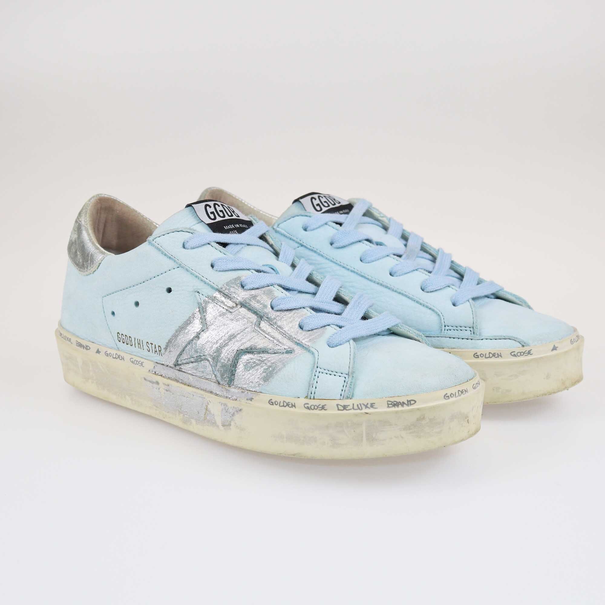 Golden Goose Blue/Silver Hi Star Sneakers Shoes Golden Goose 