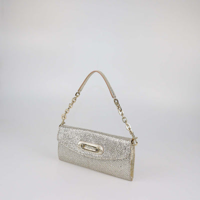 Jimmy Choo Gold Glitter Chain Clutch