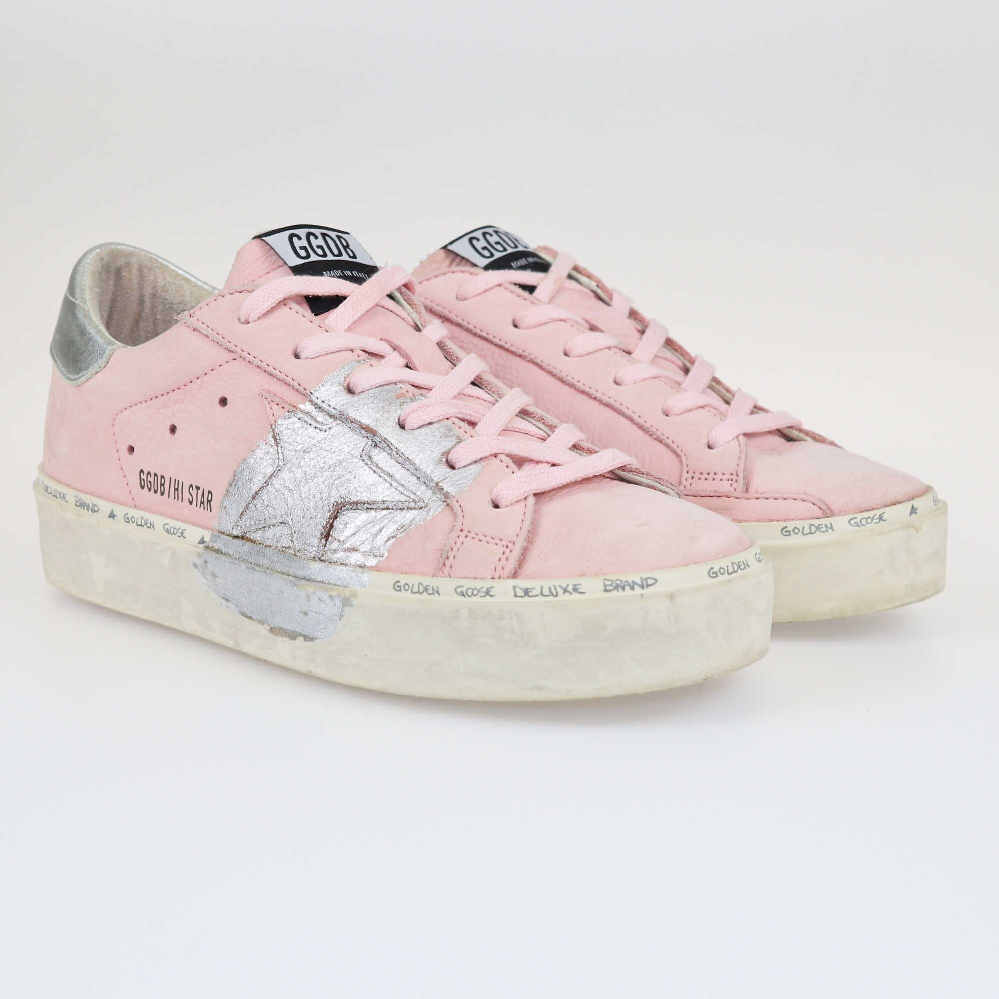 Golden Goose Pink/Silver Hi Star Sneakers Shoes Golden Goose 