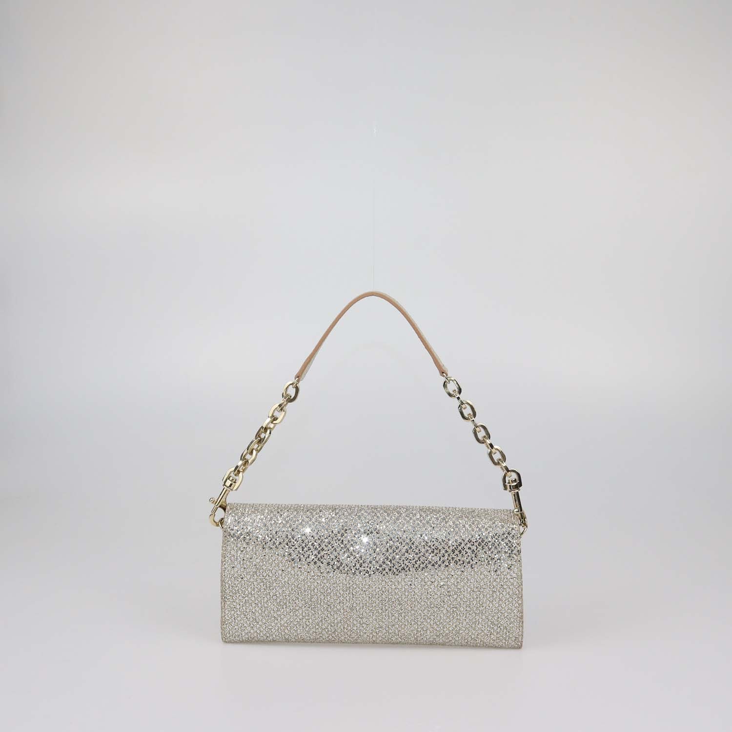 Jimmy Choo Gold Glitter Chain Clutch