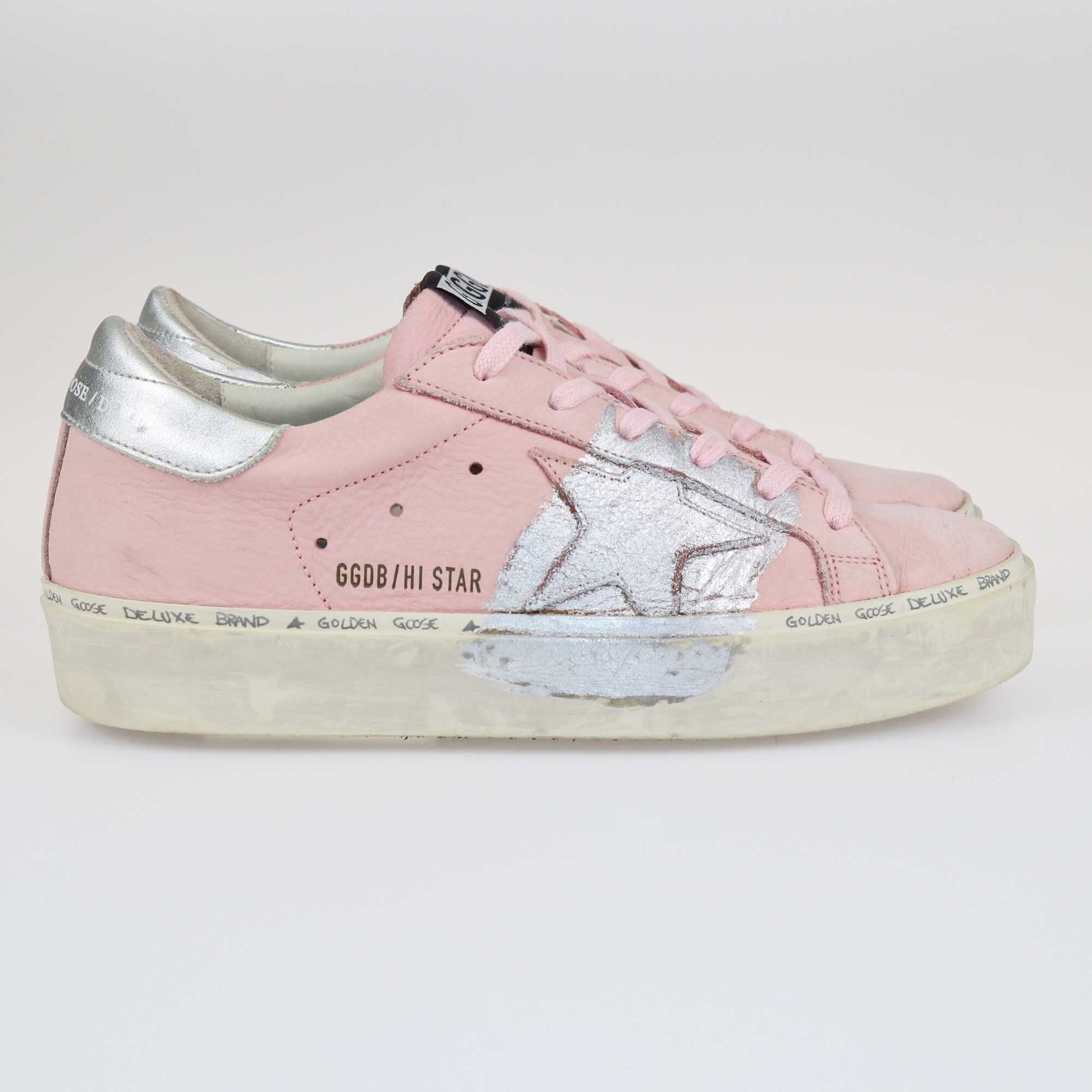 Golden Goose Pink/Silver Hi Star Sneakers Shoes Golden Goose 