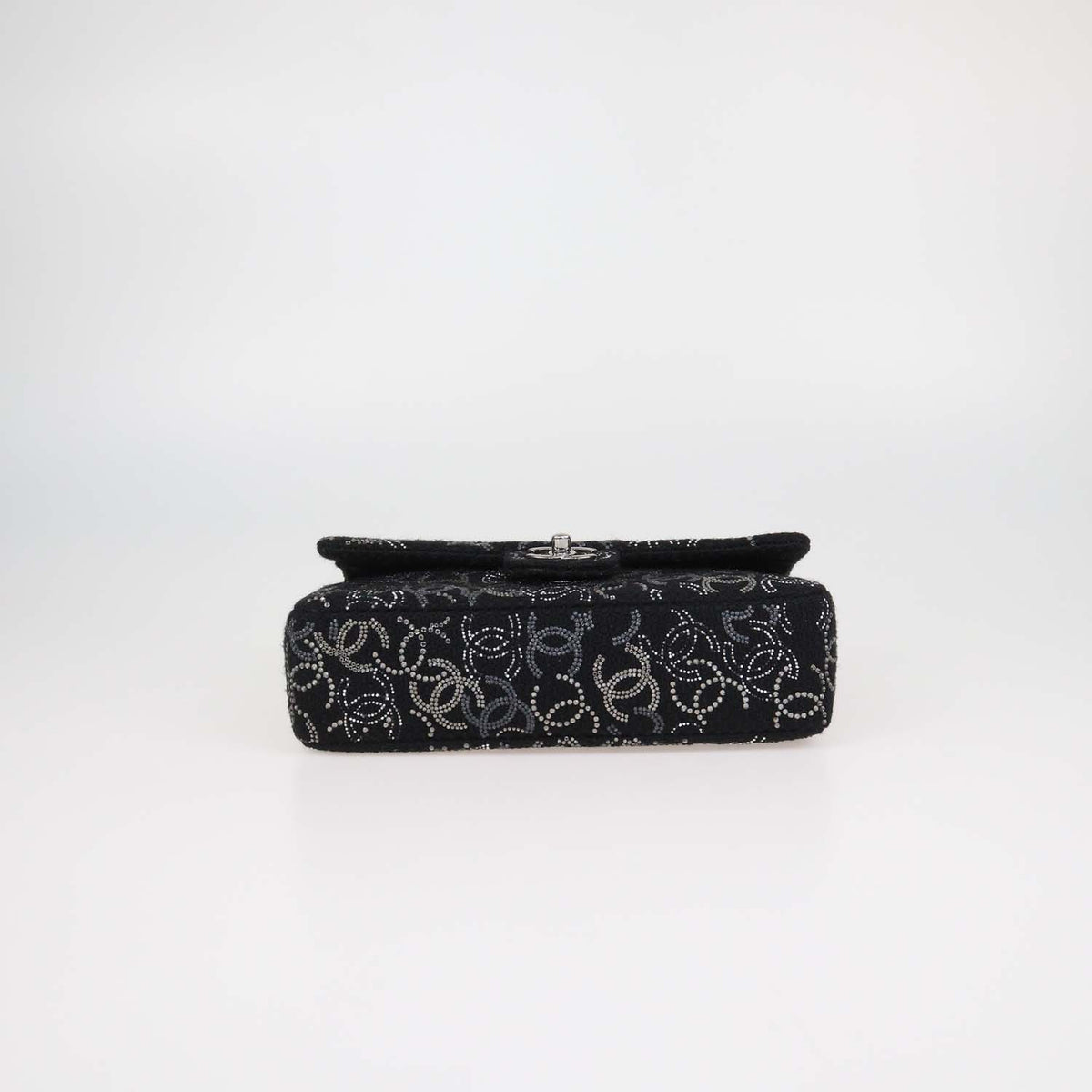 Chanel Black Tweed Crystal Paris-Shanghai Medium Classic Double Flap Bag