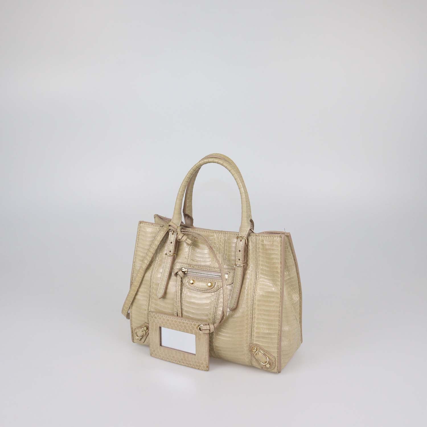 Balenciaga Beige Python Mini Papier Tote