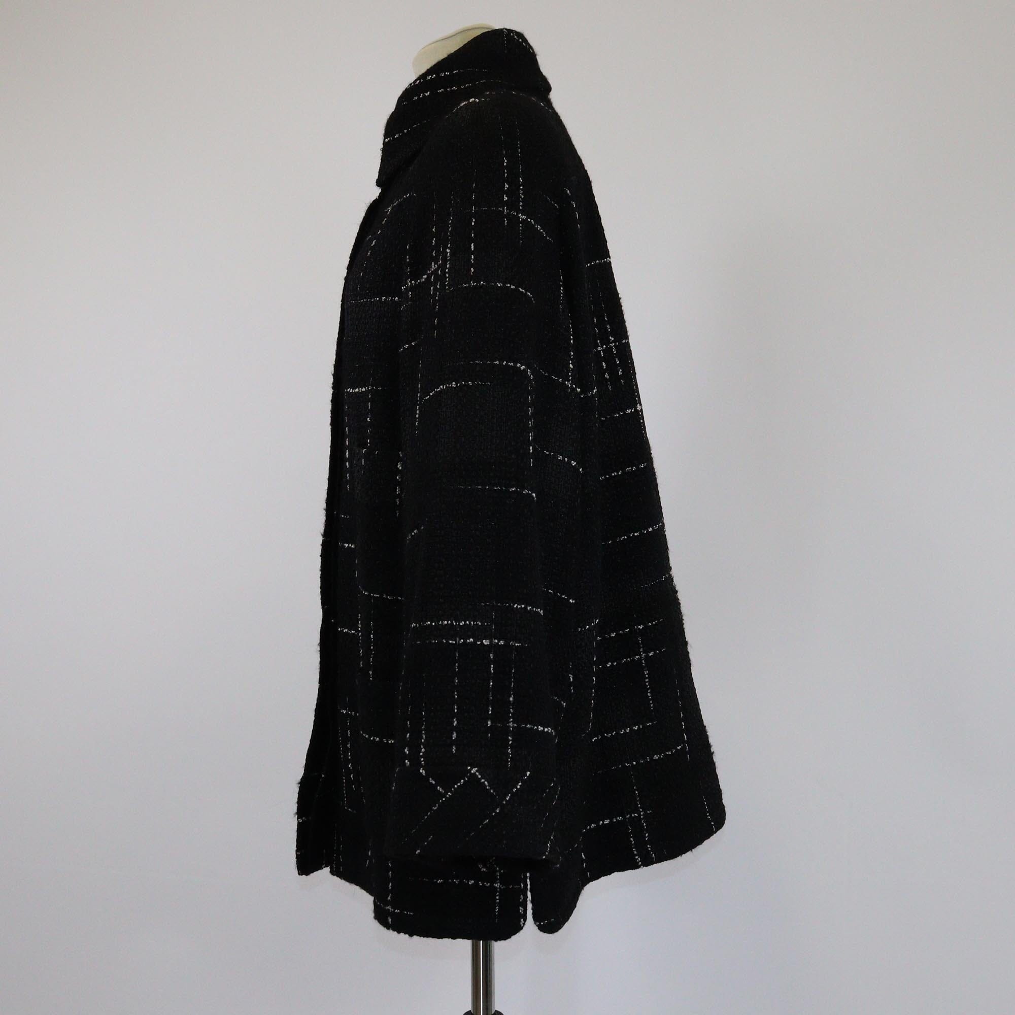 Chanel Black CC Button Tweed Parka Jacket Womens Chanel 