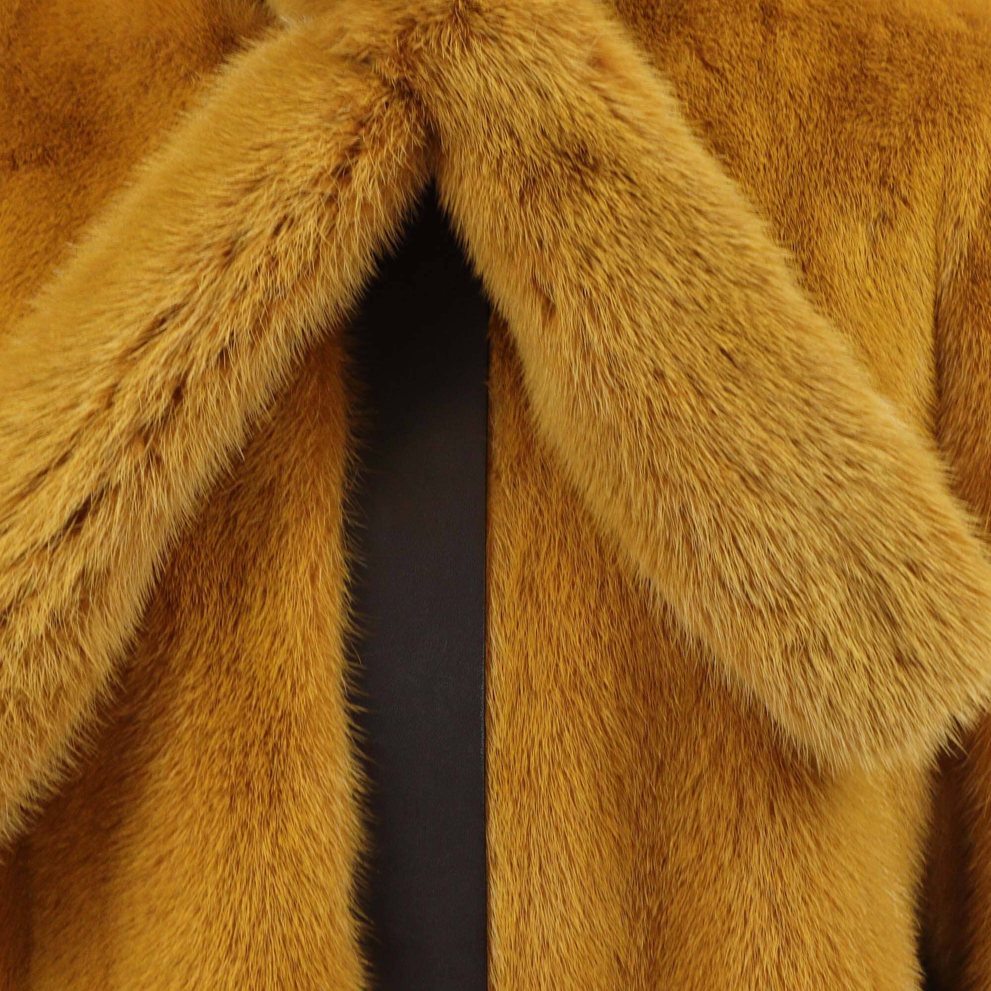 Etro Mustard Mink Fur and Leather Trim Button Up Jacket Womens Etro 