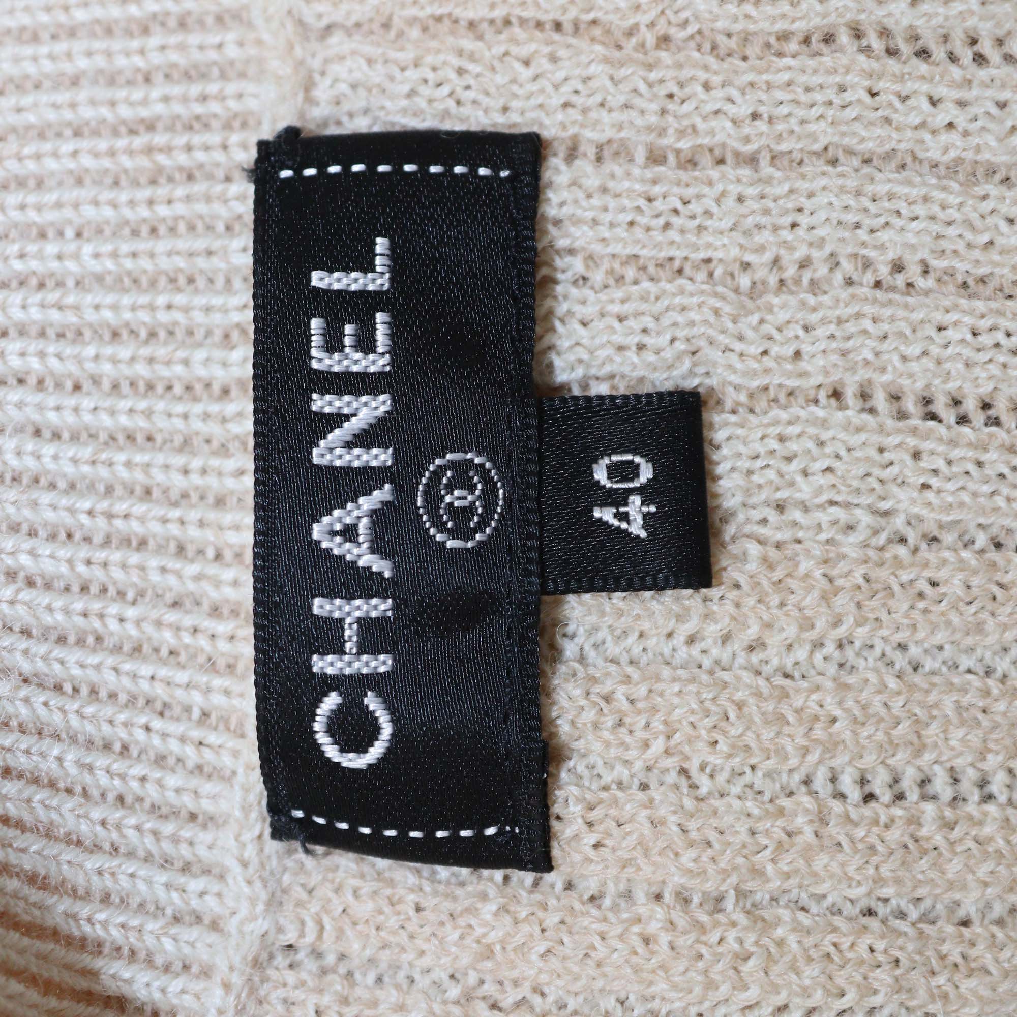 Chanel Beige Wool Blend Knit Crew Neck Mini Dress