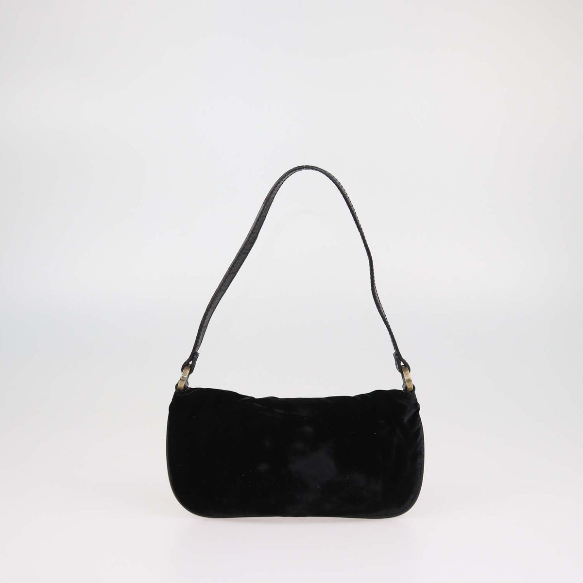 Valentino Black Velvet Crystal Catch Demi Bag