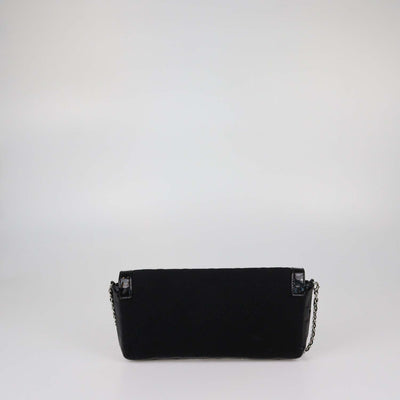 Chanel Black Quilted Jersey and Patent Leather Reissue East/West Flap Bag