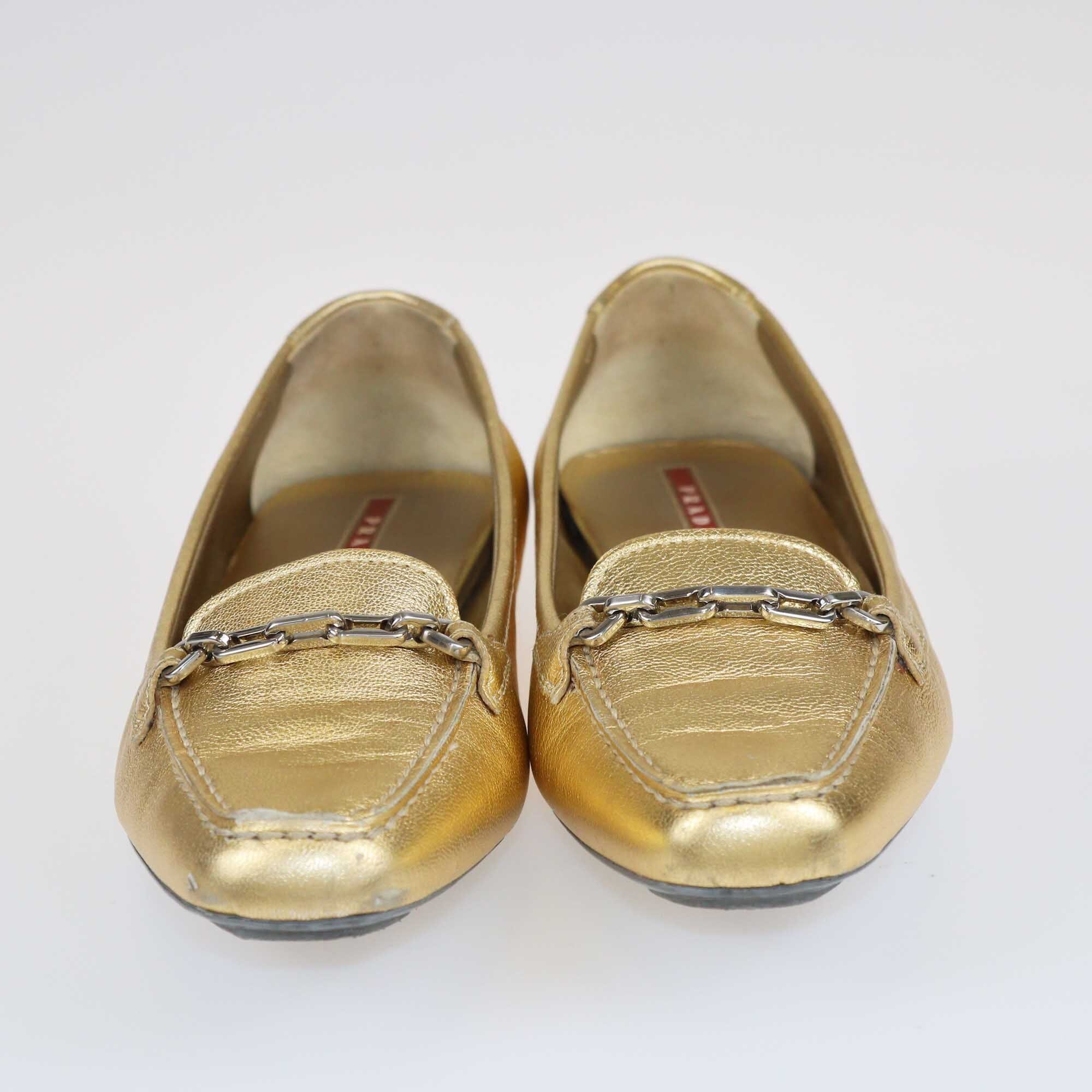 Prada Sport Gold Chain Loafers Shoes Prada 