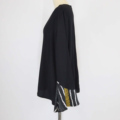 Cavalli Class Black Silk Bell Sleeves Blouse