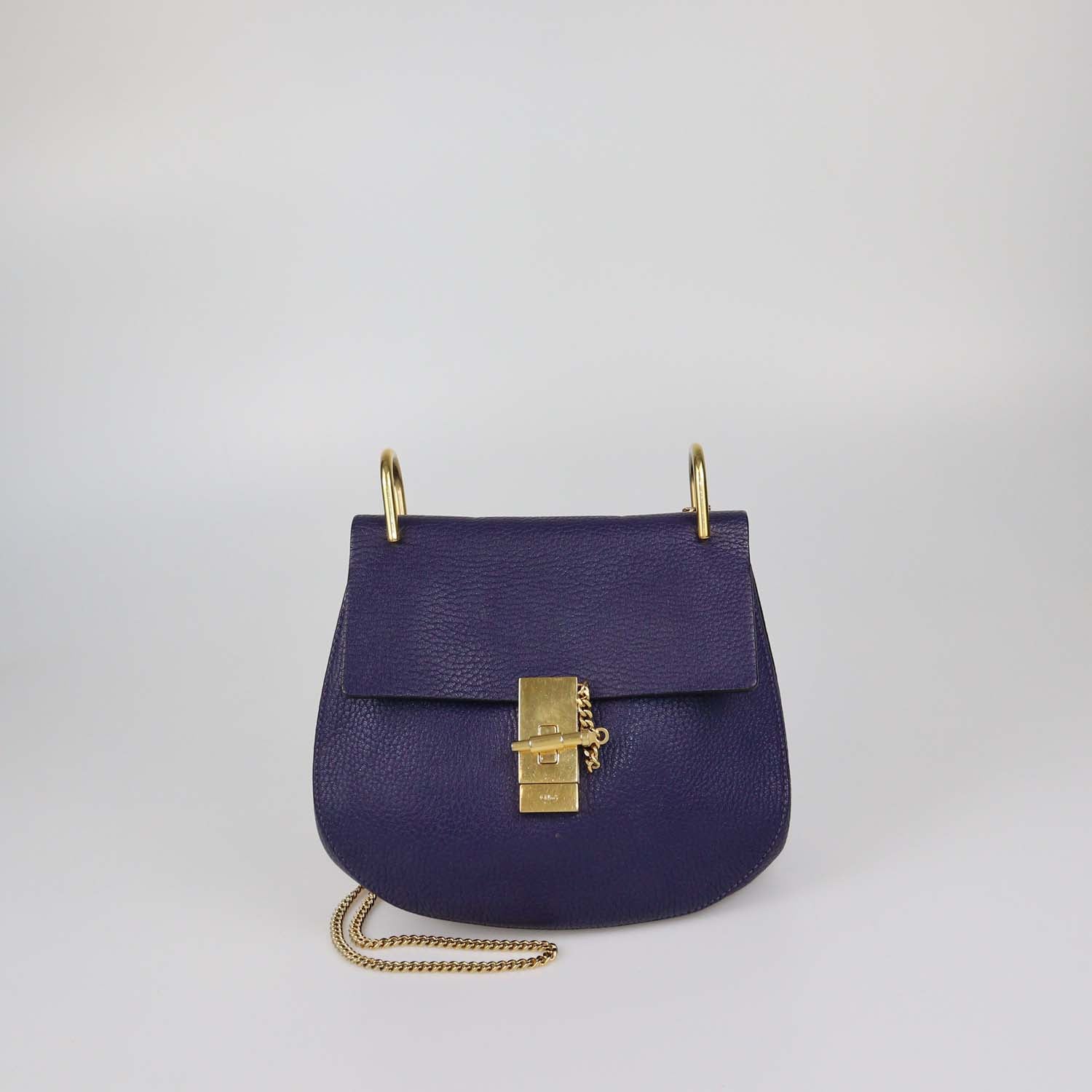 Chloe Purple Leather Medium Drew Shoulder Bag
