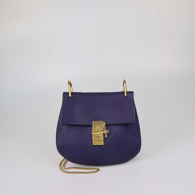 Chloe Purple Leather Medium Drew Shoulder Bag