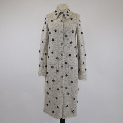Chanel Light Beige Knitted Eyelet Detail Long Coat Womens Chanel 