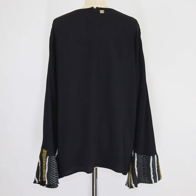 Cavalli Class Black Silk Bell Sleeves Blouse