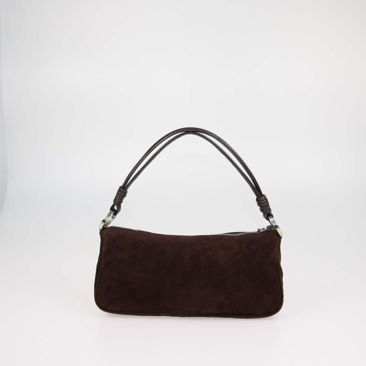 Valentino Dark Brown Suede V Crystal Signature Demi Bag