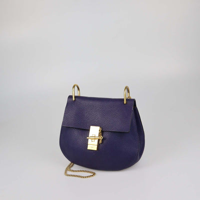 Chloe Purple Leather Medium Drew Shoulder Bag