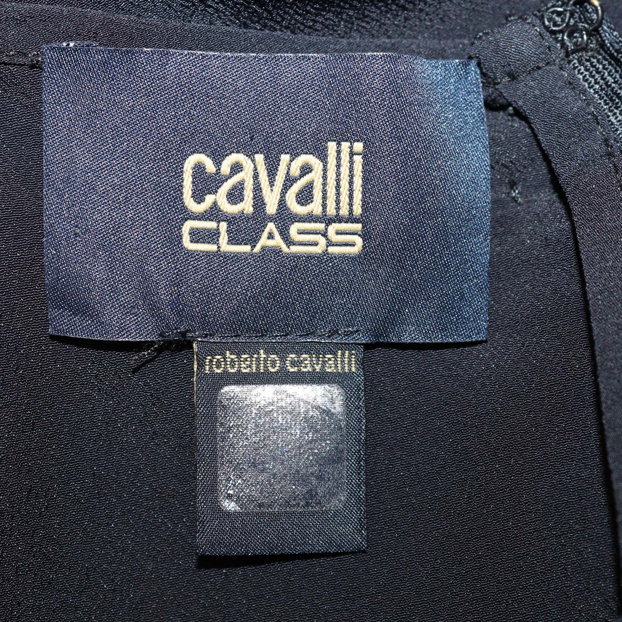 Cavalli Class Black Silk Bell Sleeves Blouse
