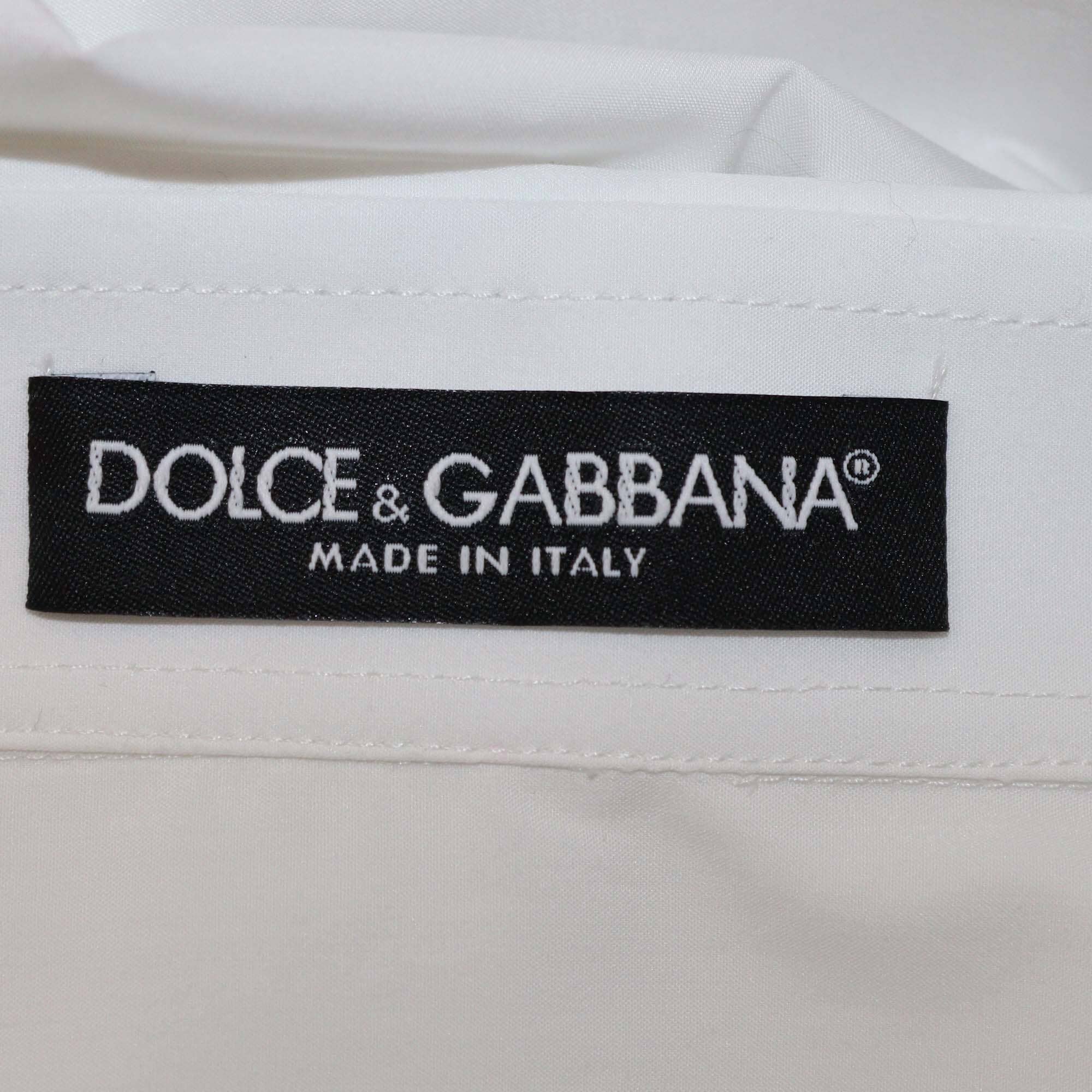 Dolce & Gabbana White/Black Oversize Cotton and Lace Appliqué Poplin Long Sleeve Shirt Womens Dolce & Gabbana 