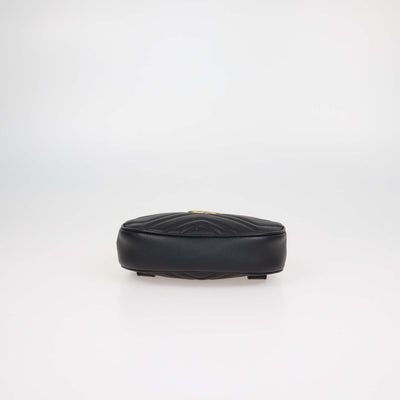 Gucci Black Matelasse Leather Mini GG Marmont Belt Bag