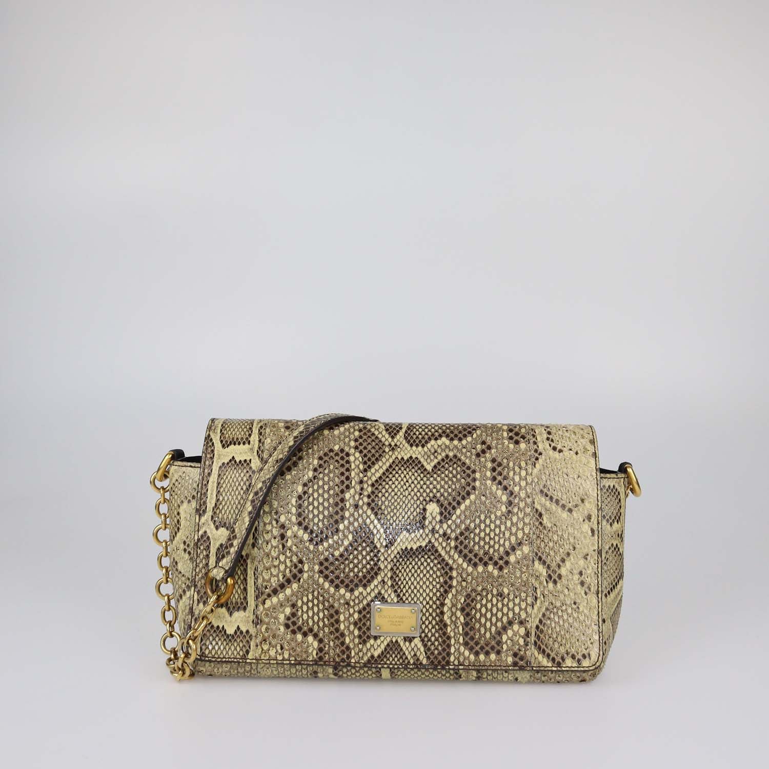 Dolce & Gabbana Cream Python Flap Bag