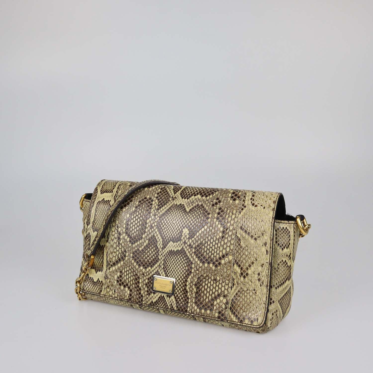 Dolce & Gabbana Cream Python Flap Bag