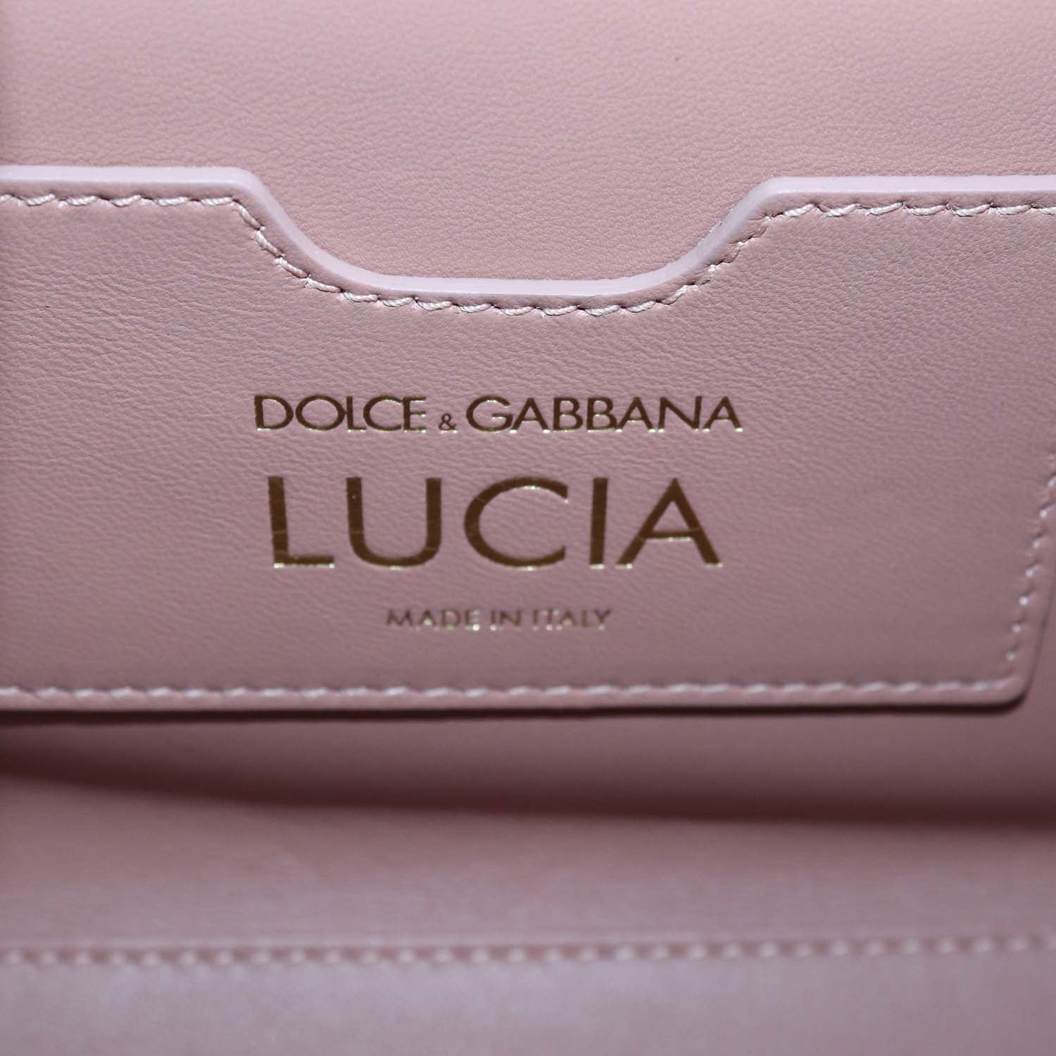 Dolce & Gabbana Light Blue Lizard Embossed Leather Small Lucia Top Handle Bag