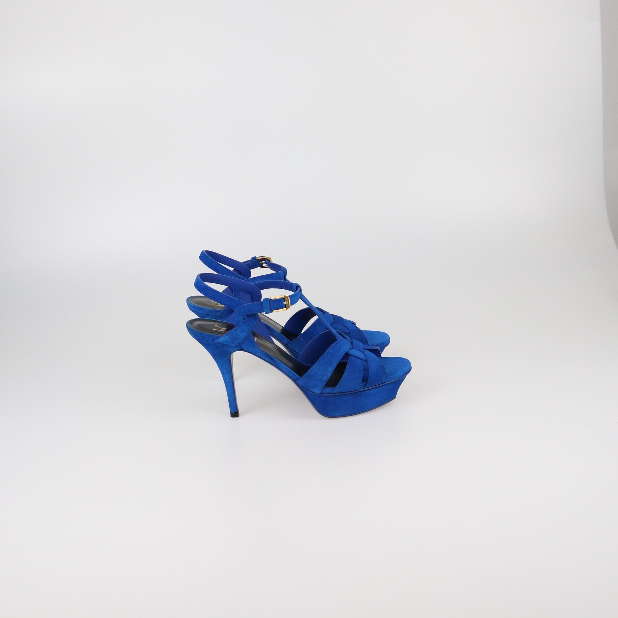 Saint Laurent Blue Tribute Platform Sandals Womens Saint Laurent 