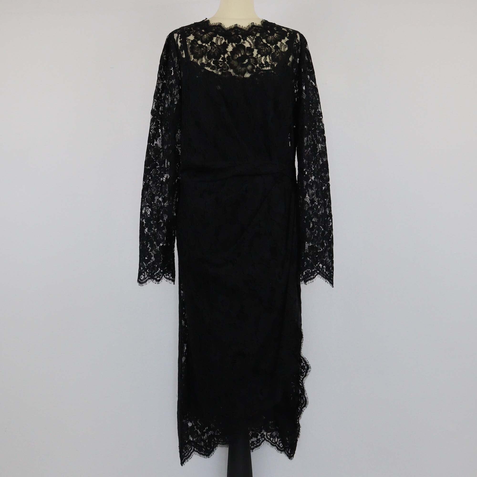 Dolce & Gabbana Black Floral Lace Sheath Dress Womens Dolce & Gabbana 