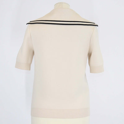 Gucci Beige/Black Wool Horsebit Chain Short Sleeve Polo Top