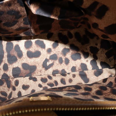 Dolce & Gabbana Brown Leather Large Miss Sicily Top Handle Bag