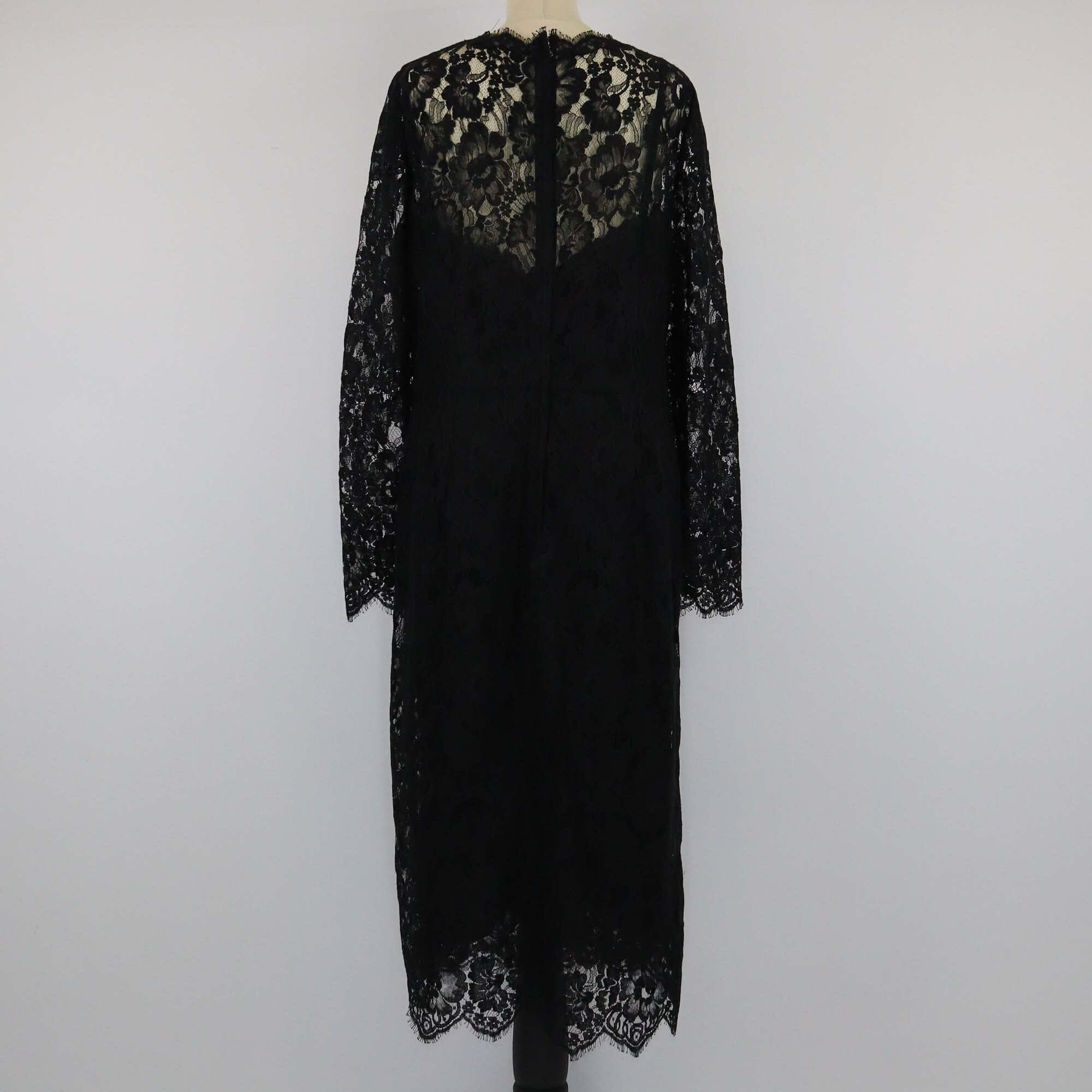 Dolce & Gabbana Black Floral Lace Sheath Dress Womens Dolce & Gabbana 