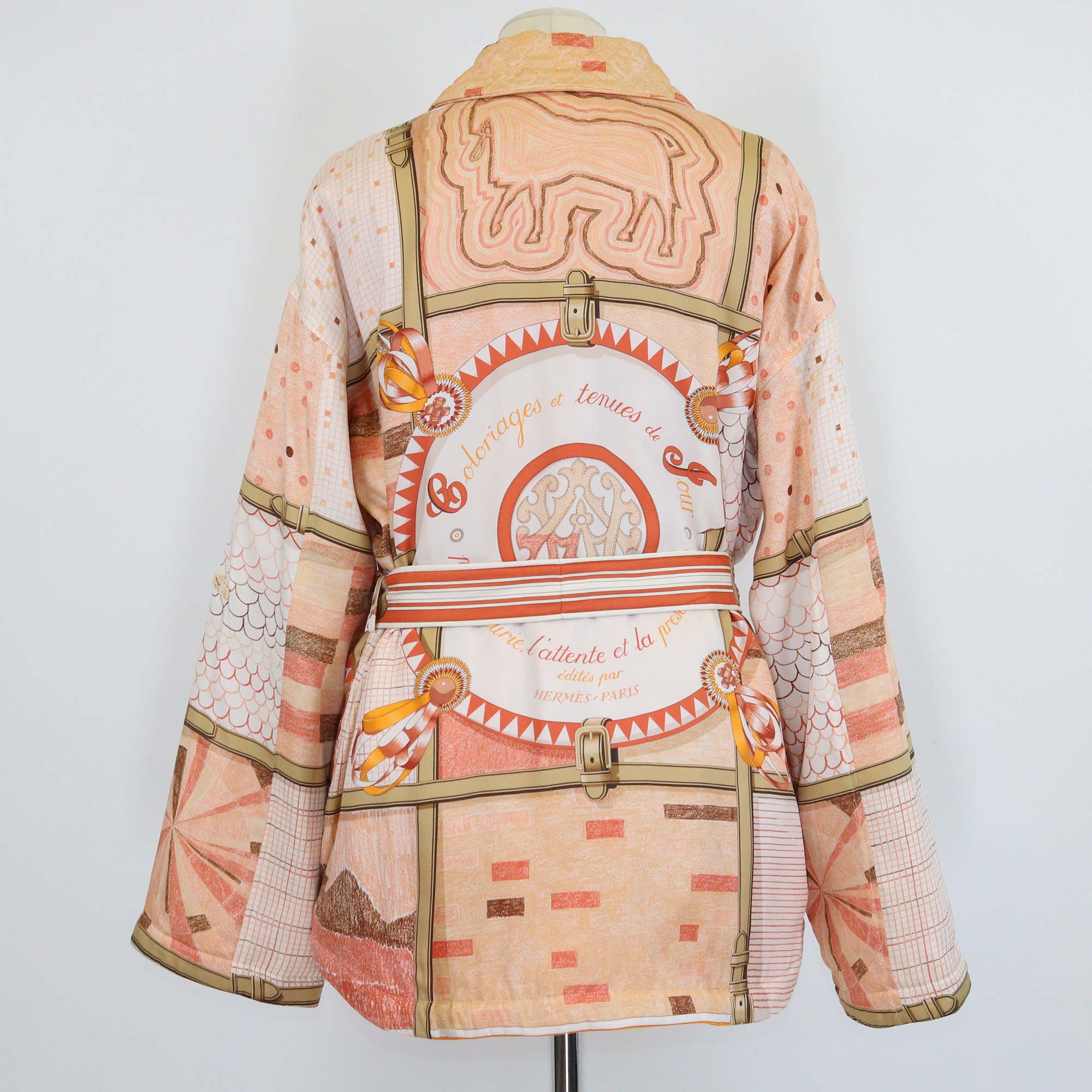Hermes Orange Lava Silk Coloriages de Jour Quilted Overshirt