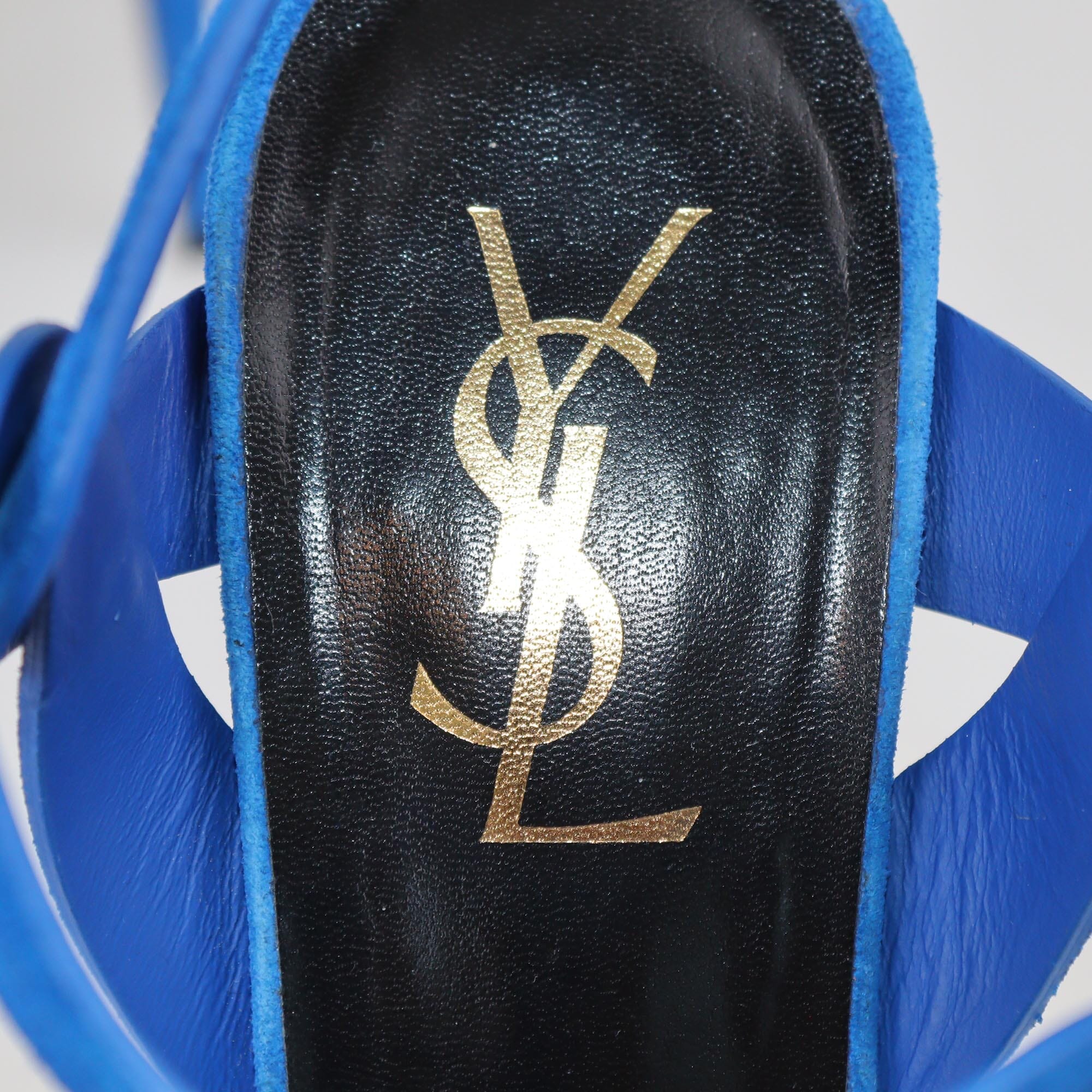 Saint Laurent Blue Tribute Platform Sandals Womens Saint Laurent 