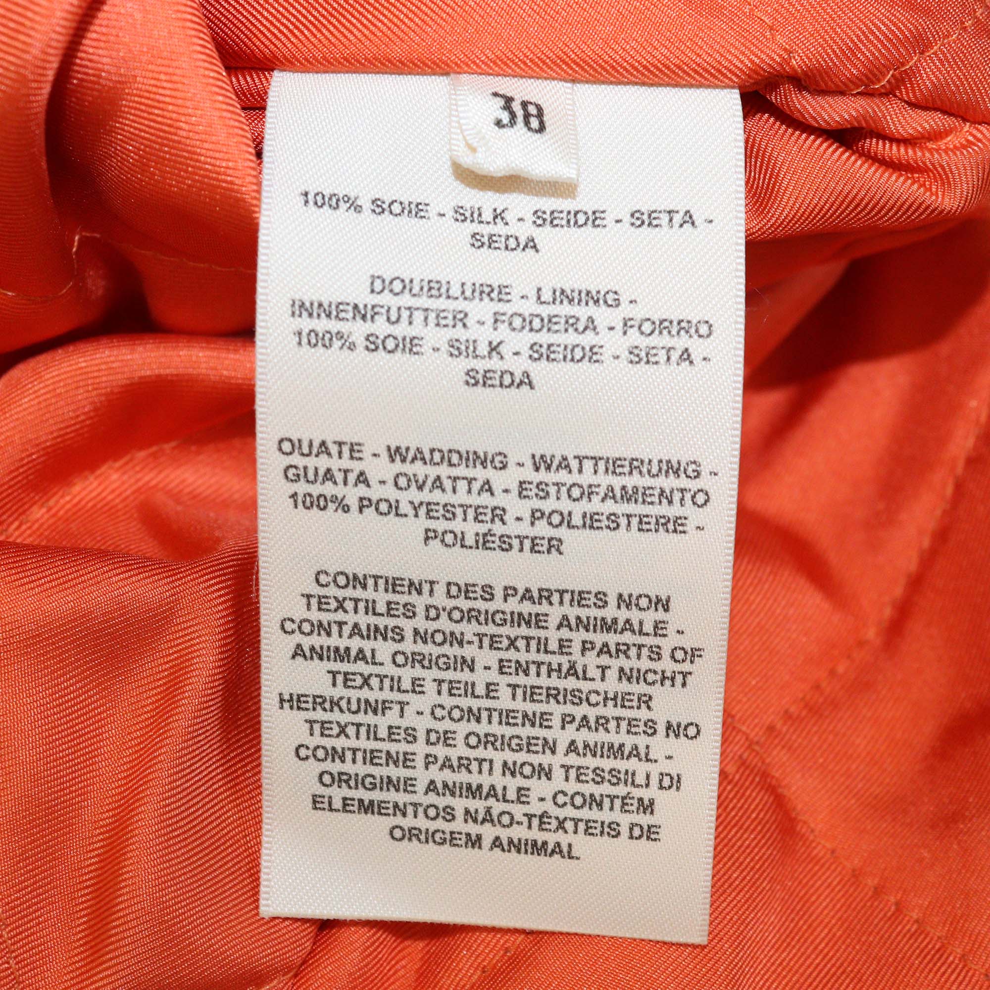 Hermes Orange Lava Silk Coloriages de Jour Quilted Overshirt