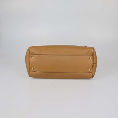 Dolce & Gabbana Brown Leather Large Miss Sicily Top Handle Bag