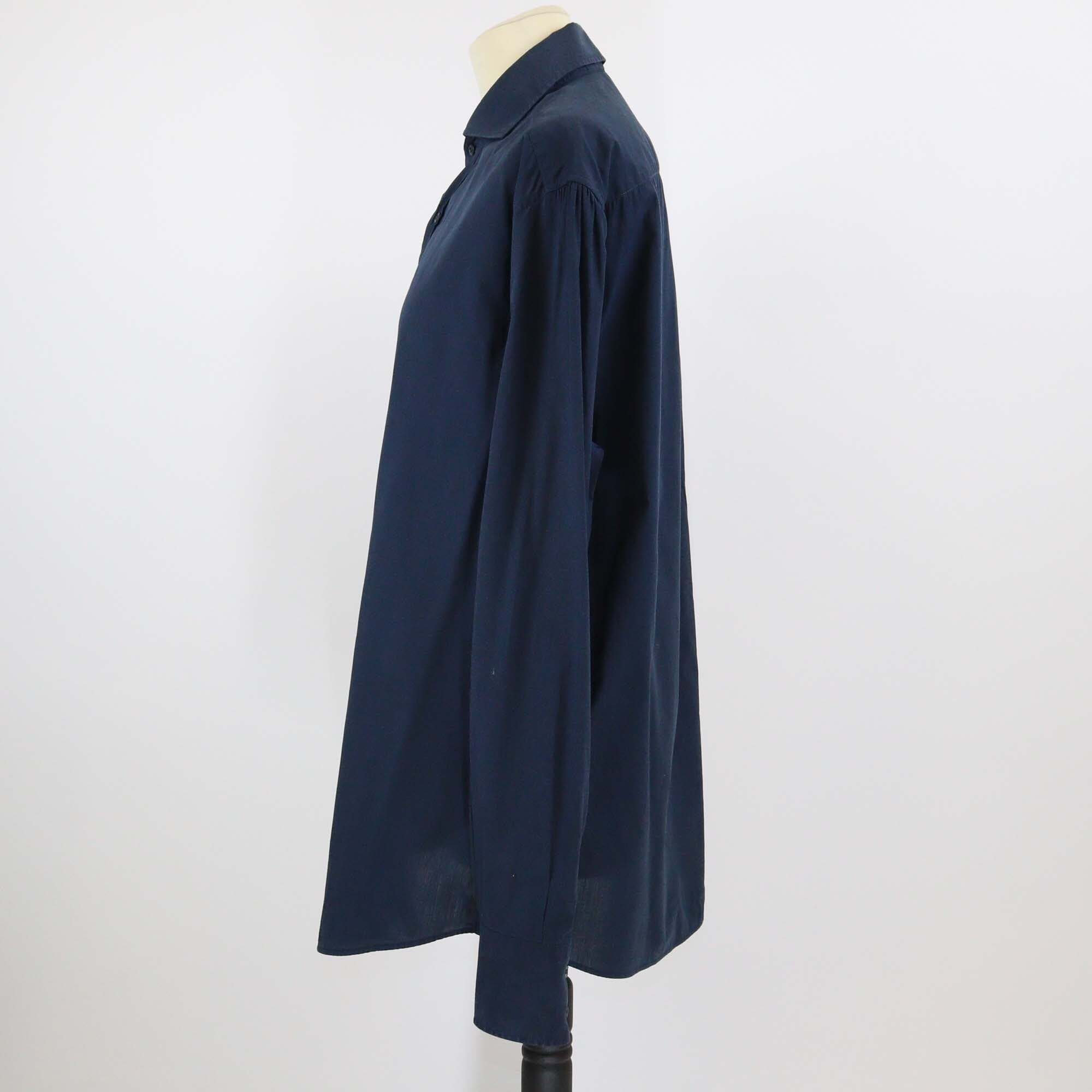 Brunello Cucinelli Dark Blue Cotton Basic Fit Button Front Long Sleeve Shirt Mens Brunello Cucinelli 
