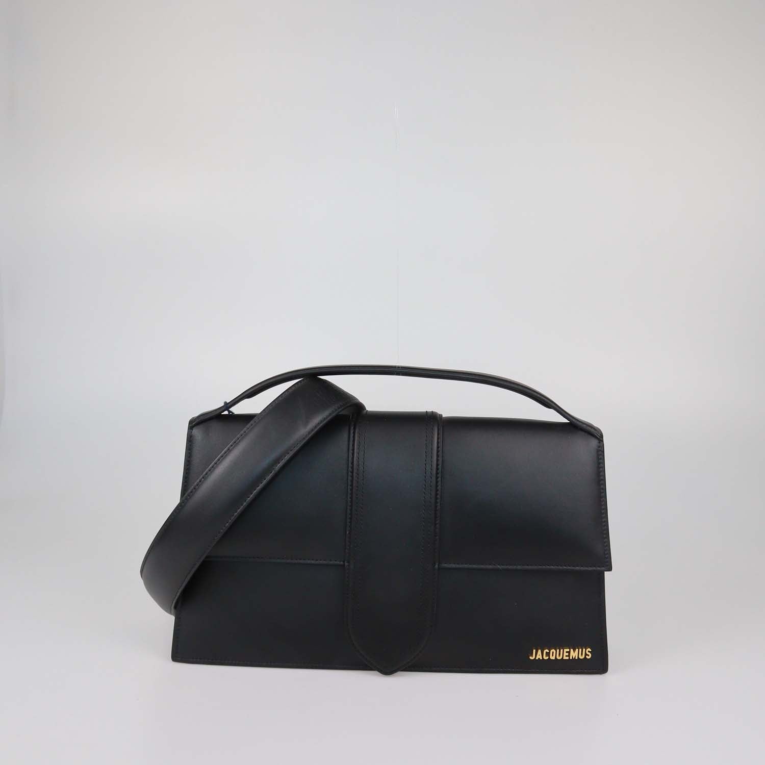 Jacquemus Black Leather Le Bambinou Top Handle Bag