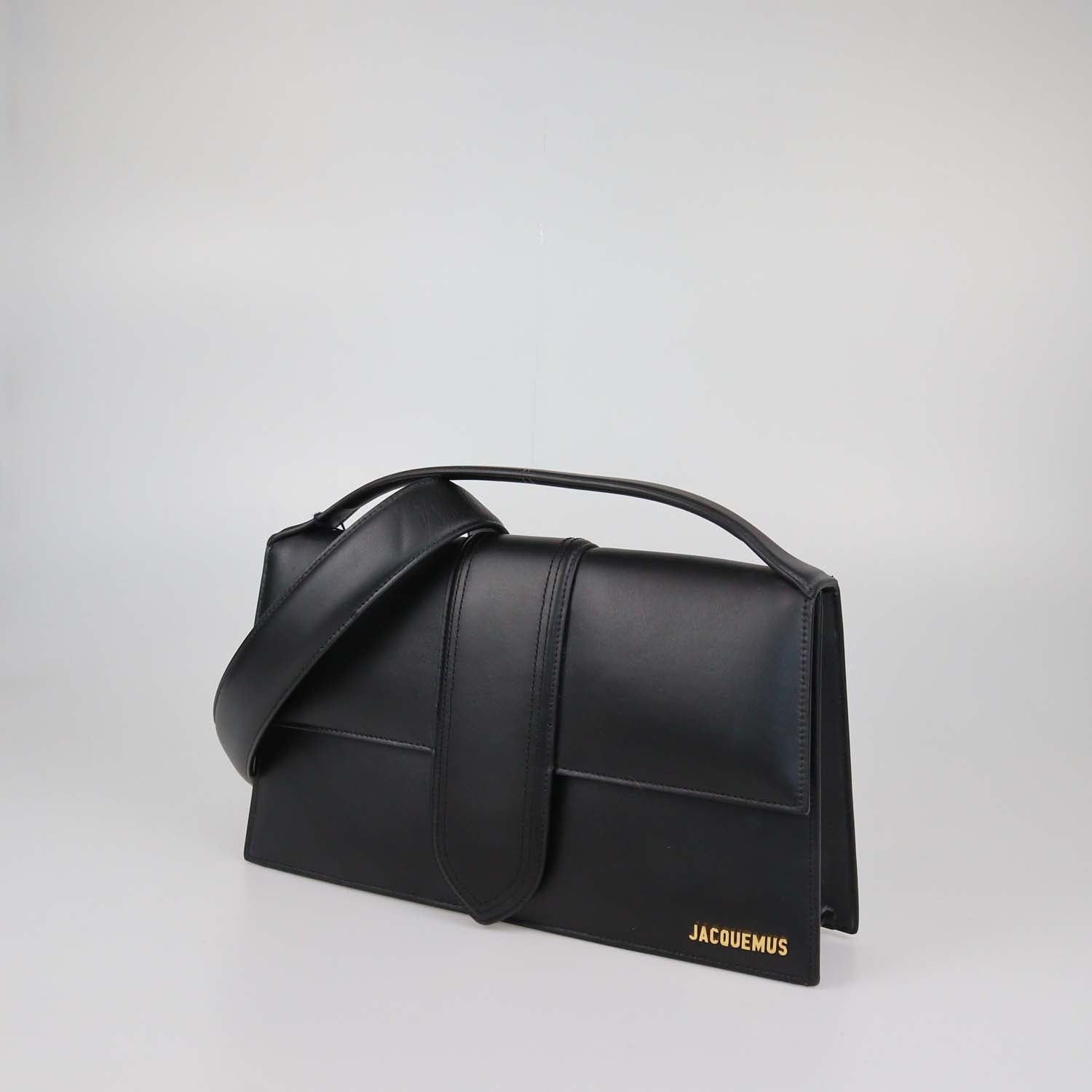 Jacquemus Black Leather Le Bambinou Top Handle Bag