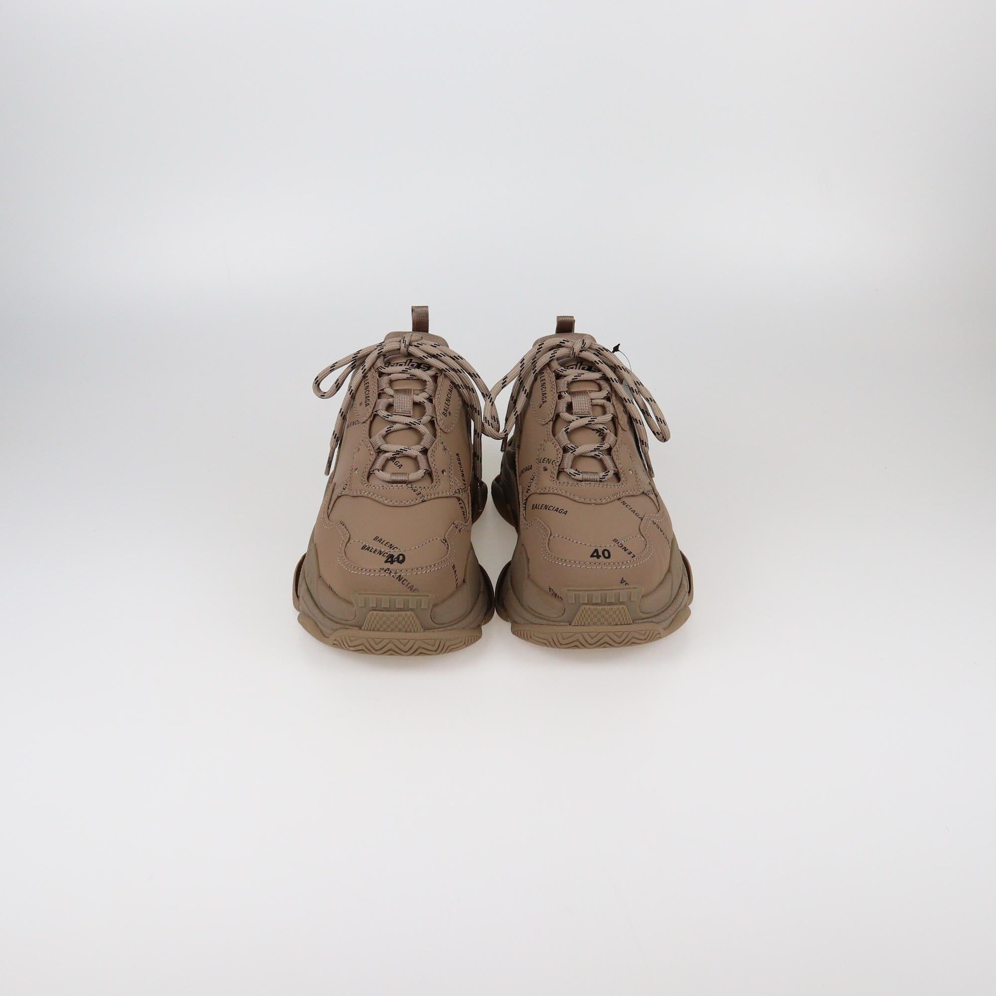 Balenciaga Brown All Over Triple S Sneakers Mens Balenciaga 