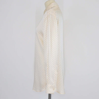 Saint Laurent Cream Crystal-Embellished Silk Long Sleeve Shirt