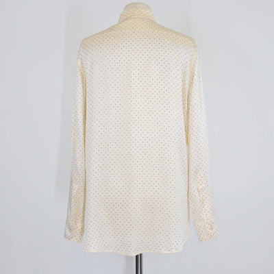 Saint Laurent Cream Crystal-Embellished Silk Long Sleeve Shirt