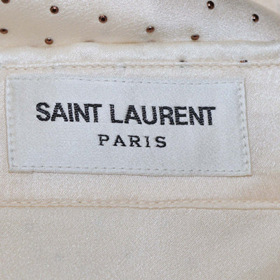 Saint Laurent Cream Crystal-Embellished Silk Long Sleeve Shirt