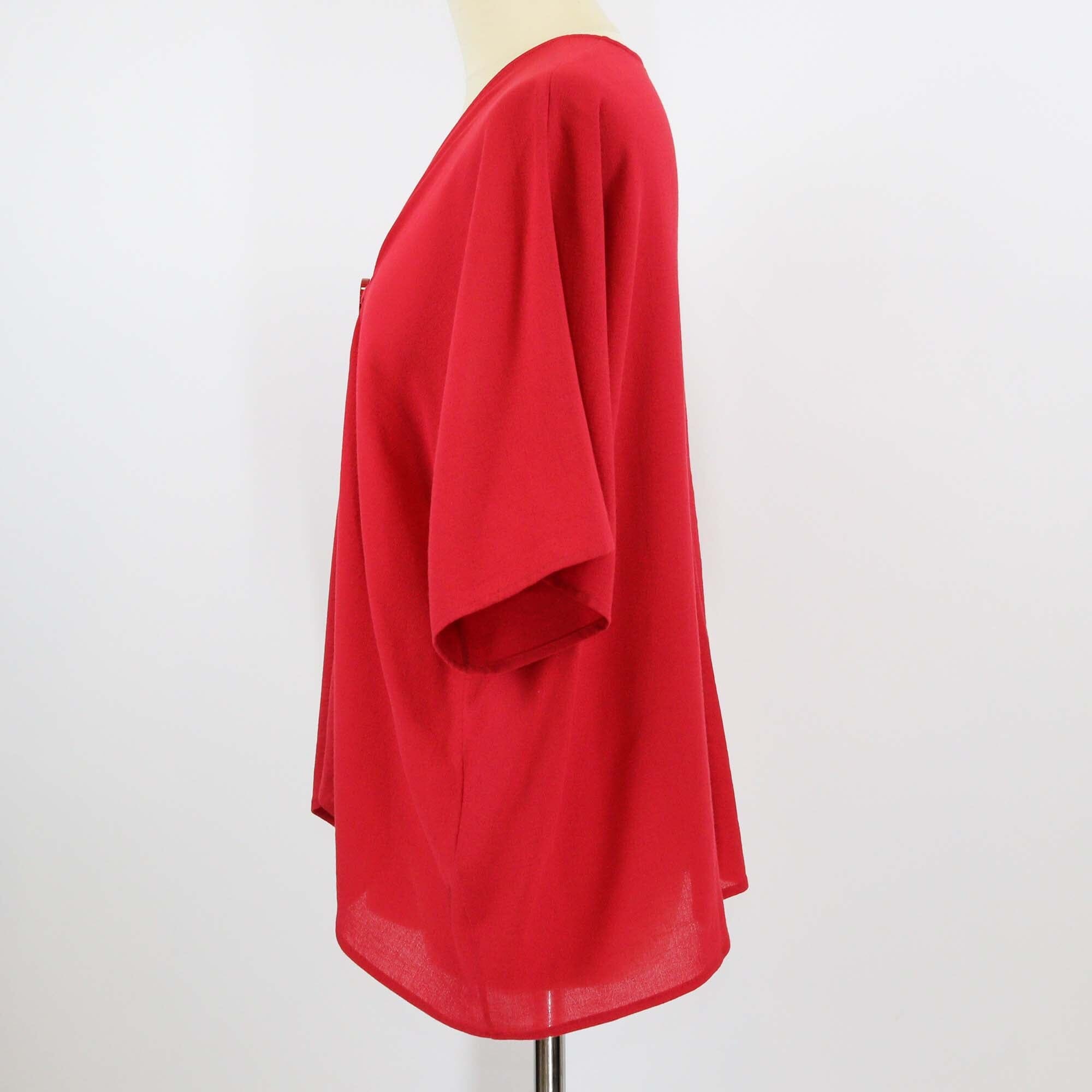 Hermes Red Cotton Resin Logo Detail Cotton Loose Fit Blouse Womens Hermes 