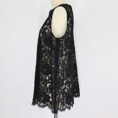 Dolce & Gabbana Black Blended Cotton Floral Lace Sleeveless Top