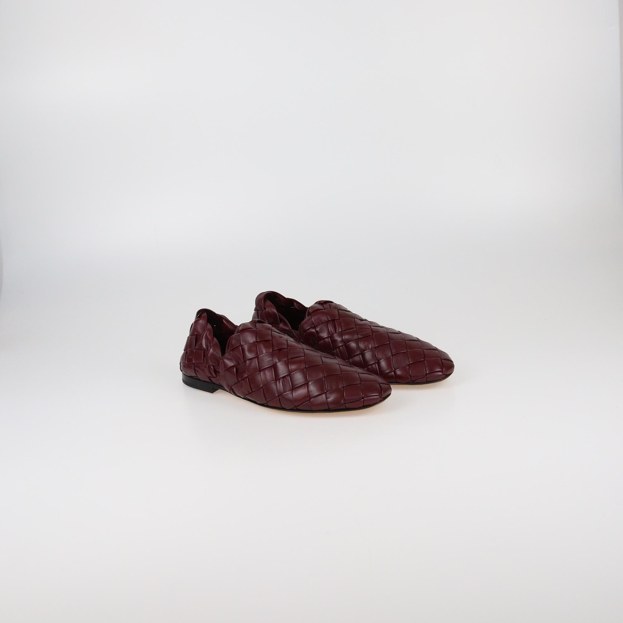 Bottega Veneta Burgundy Intrecciato Smoking Slippers Mens Bottega Veneta 