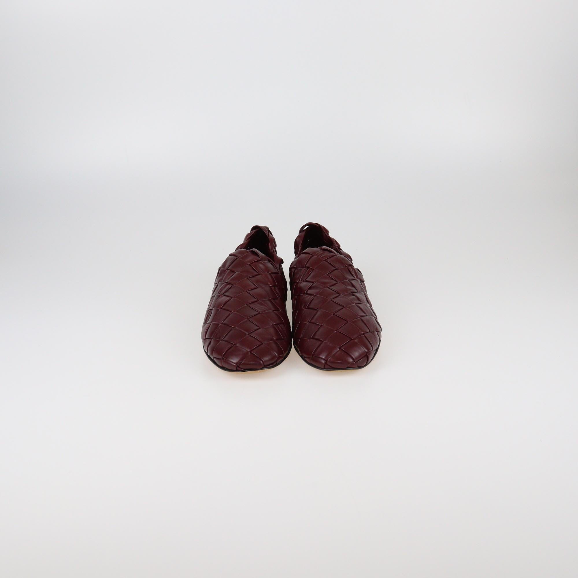 Bottega Veneta Burgundy Intrecciato Smoking Slippers Mens Bottega Veneta 