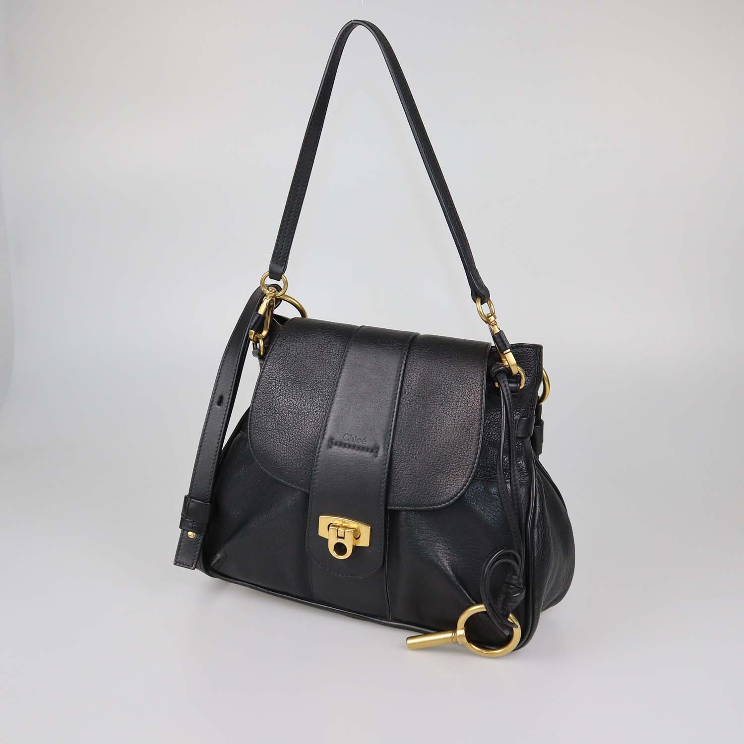 Chloe Black Leather Lexa Shoulder Bag