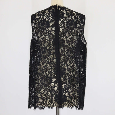 Dolce & Gabbana Black Blended Cotton Floral Lace Sleeveless Top