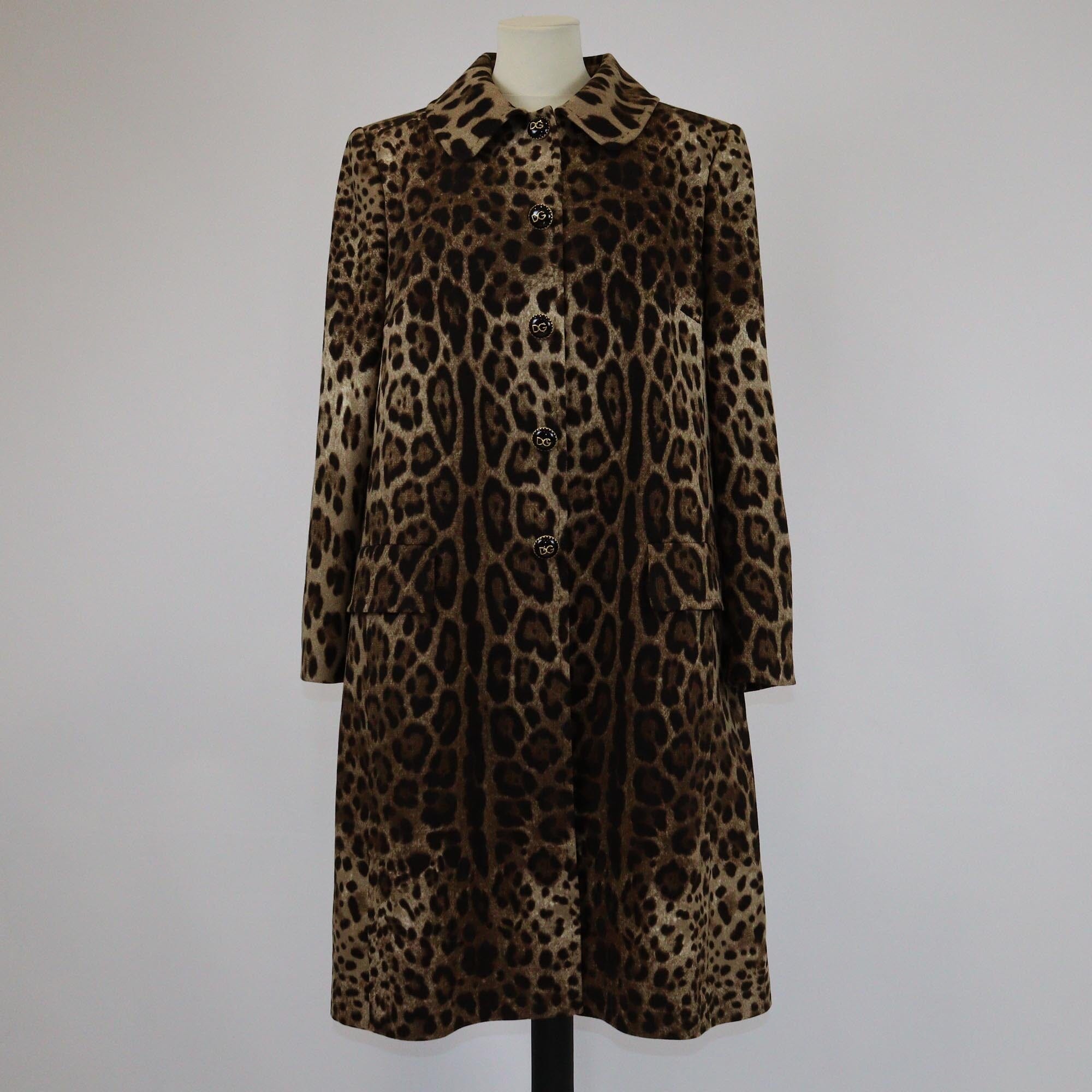 Dolce & Gabbana Brown Leopard Print Long Coat Womens Dolce & Gabbana 